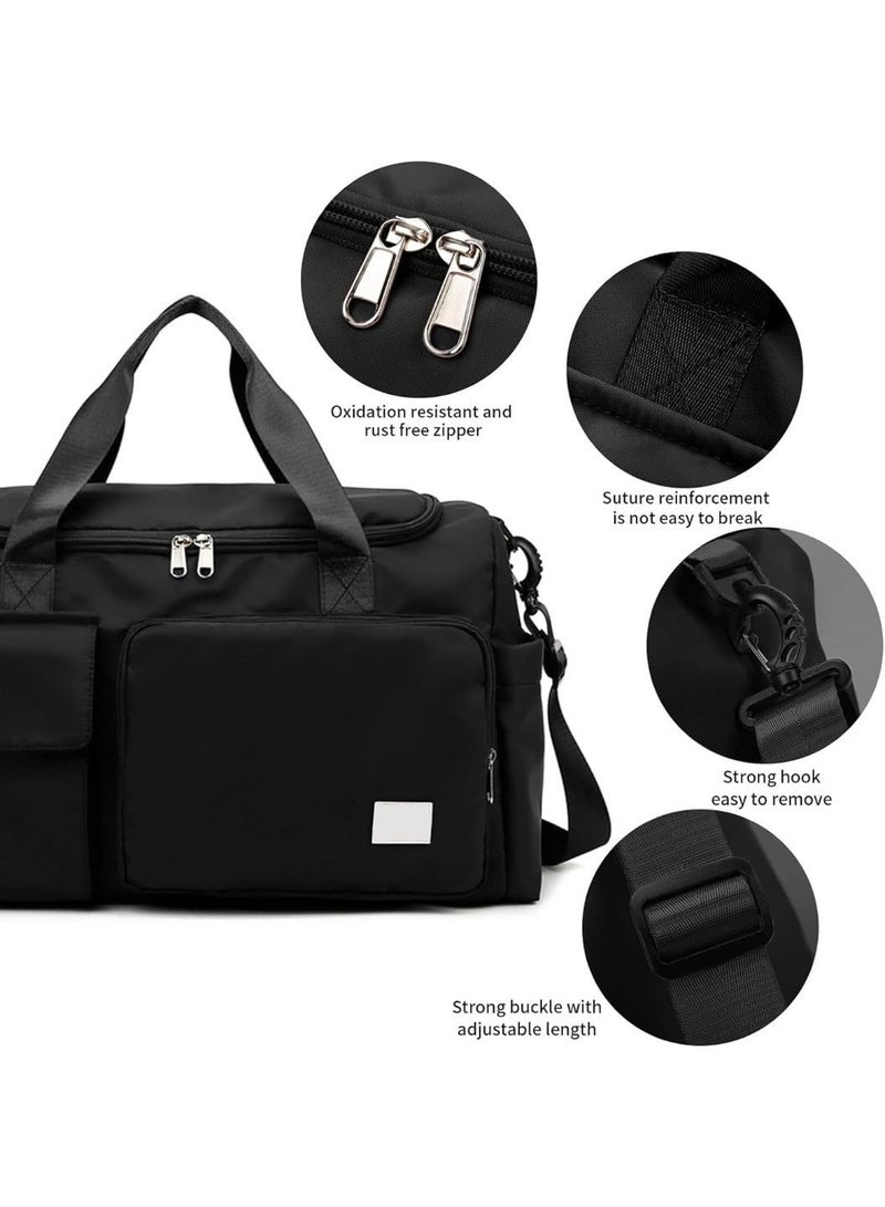 ChicAbode Gym Bag for Women, Oxford Travel Duffel Bag with Shoe Compartment, Outdoor Sports, Overnight, Weekender, and Yoga Bag, Grey - Image 4